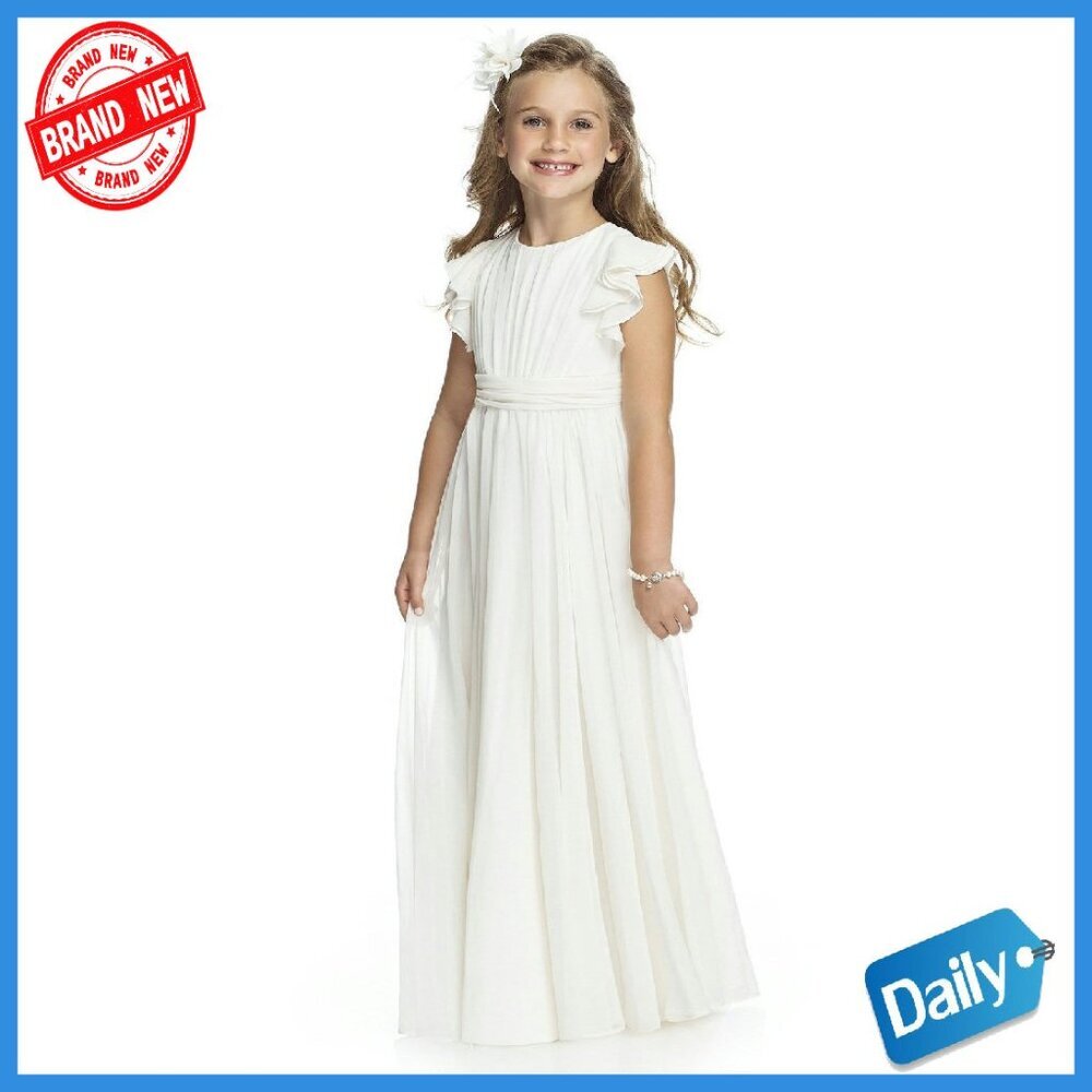 Girls Chiffon Flower Girl Dress Flutter Sleeves Formal Occasion